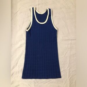 Vintage 70’s Rare Navy Mesh Tank w/ White Piping Disco Festival Tom of Finland